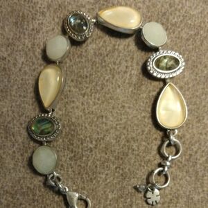 Lucky Brand Silver and Cream Stone Bracelet